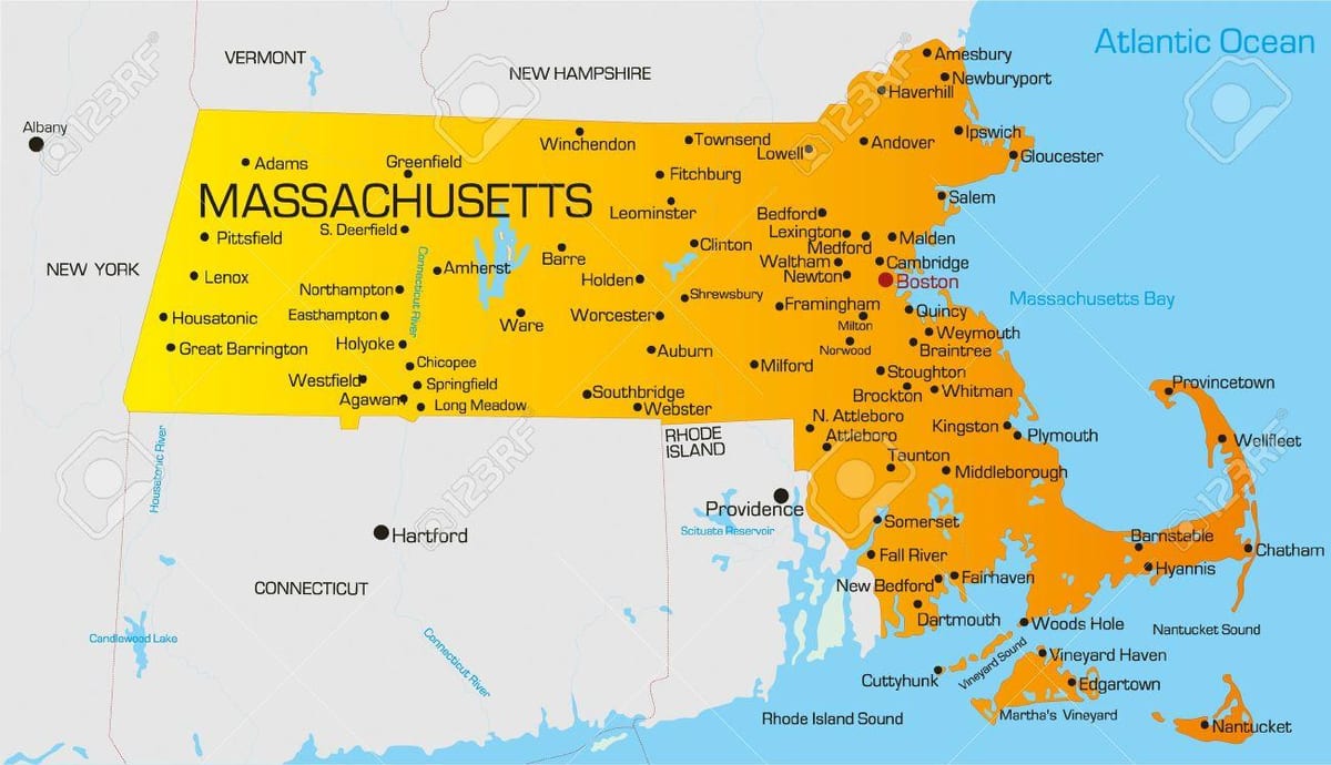 Massachuset քարտեզի վրա