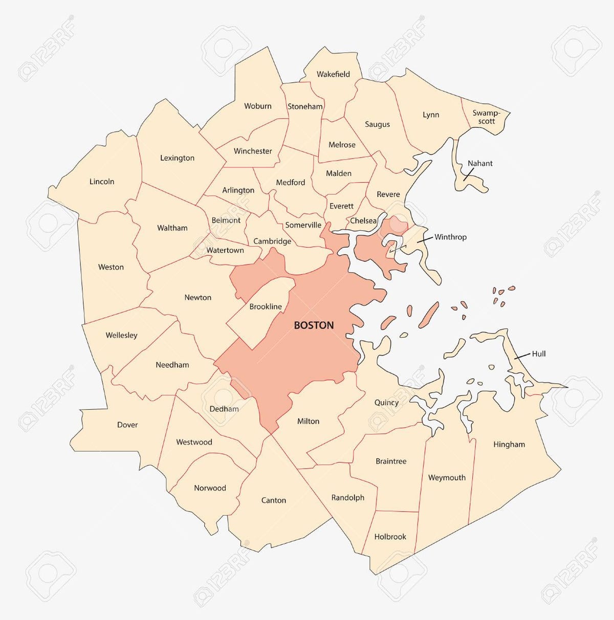 մետրոյի Բոստոնի քարտեզ