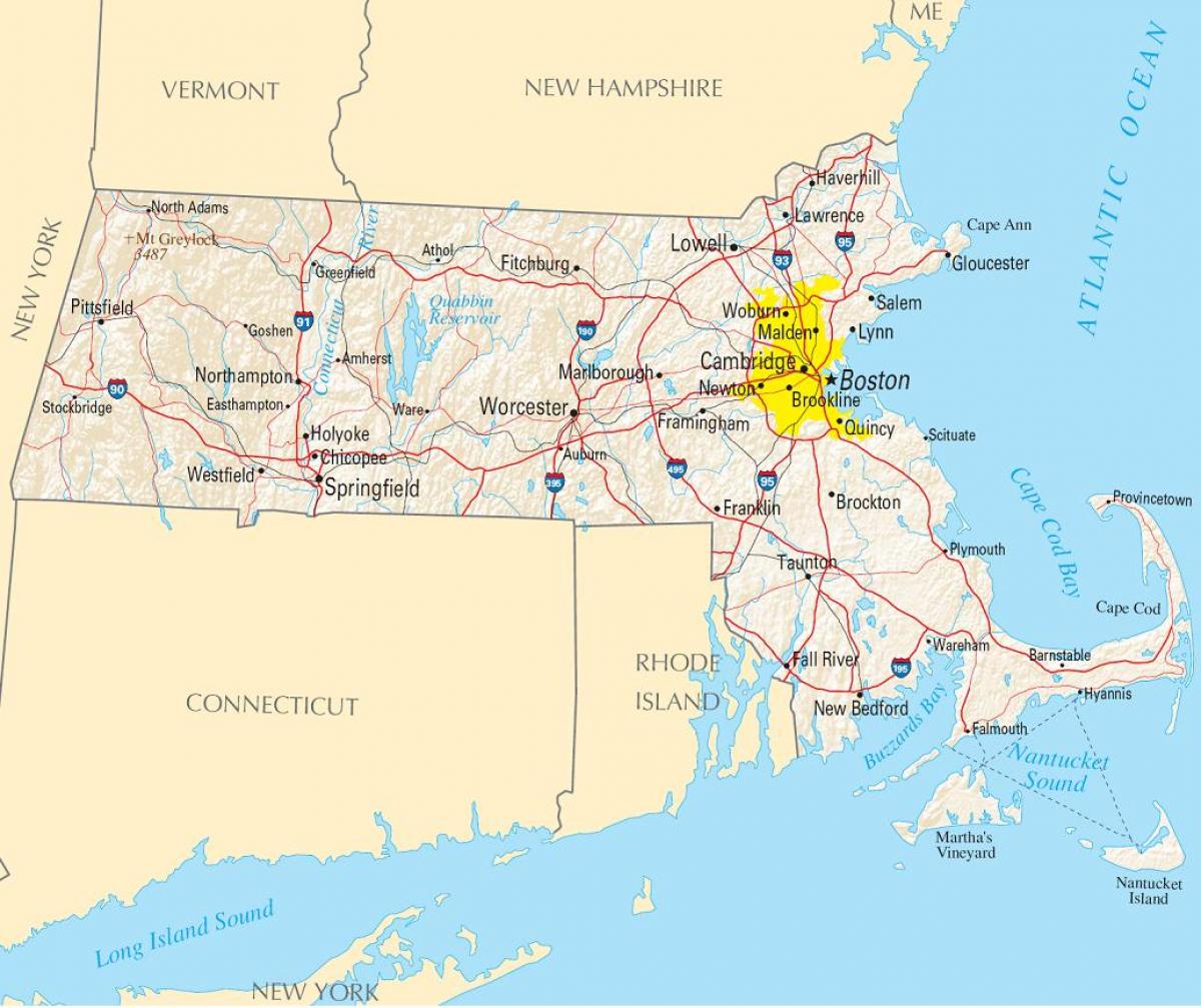 քարտեզ Բոստոն, ԱՄՆ