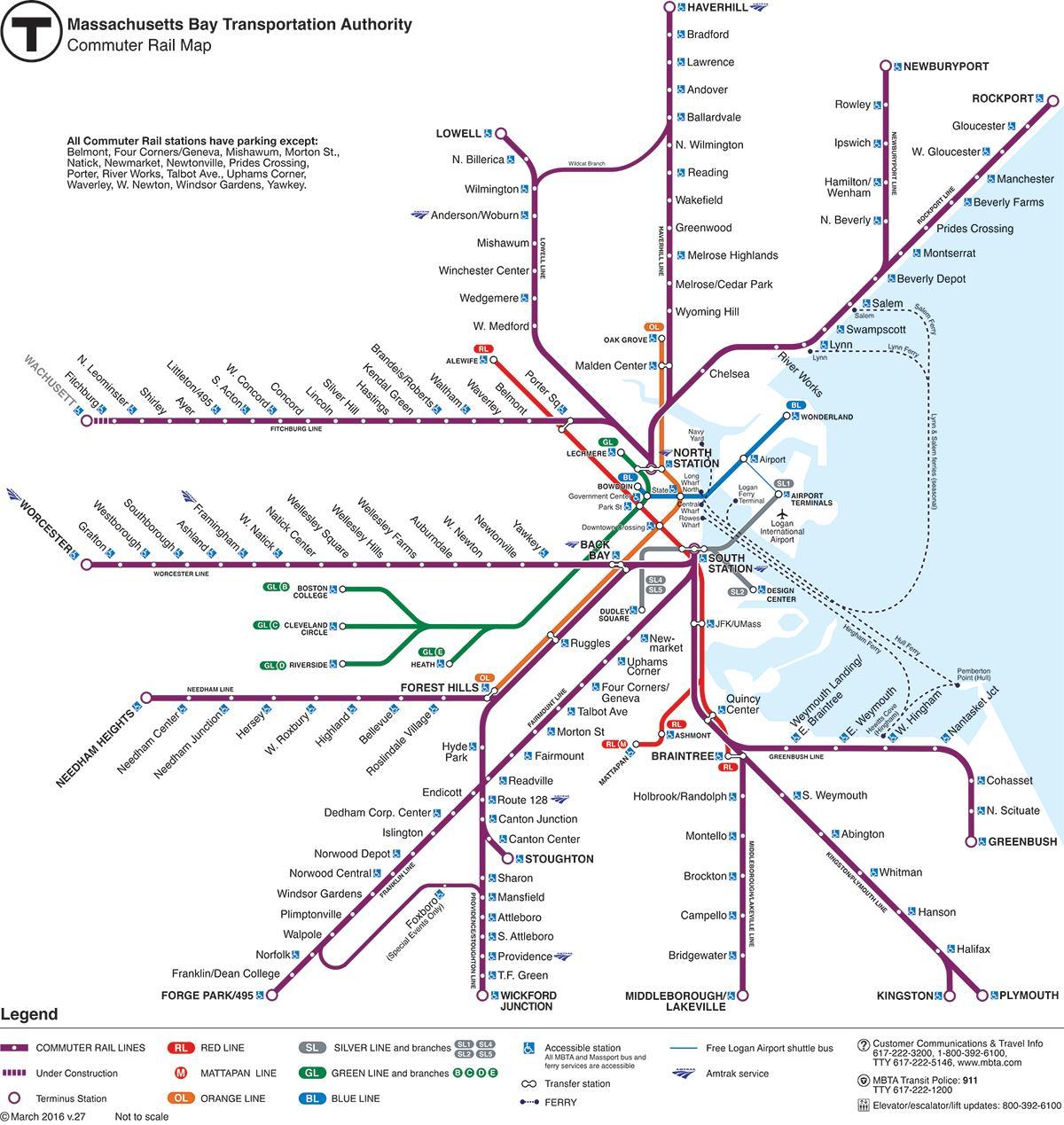 Բոստոն երկաթուղային կայարանը քարտեզի վրա