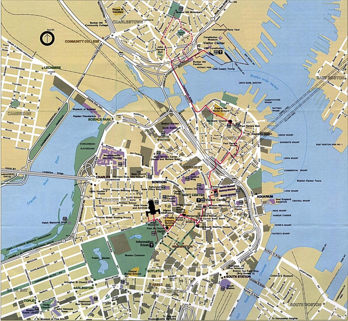 Ամն-ի բոստոն քաղաքի քարտեզը