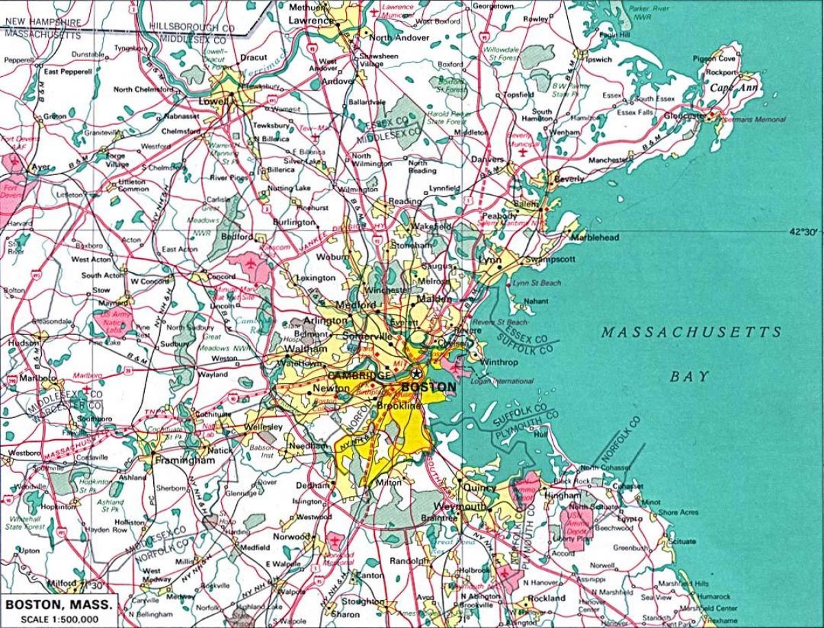 քարտեզը մեծ Բոսթոնի