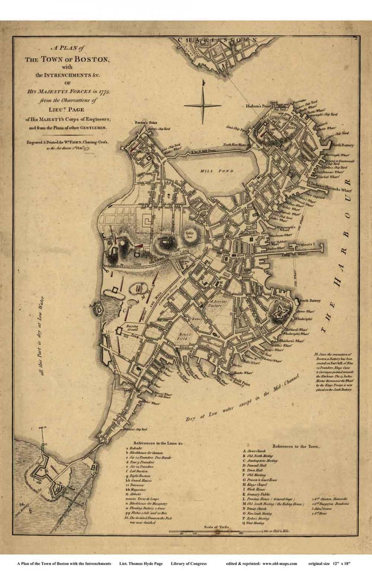 քարտեզ պատմական Բոստոնում